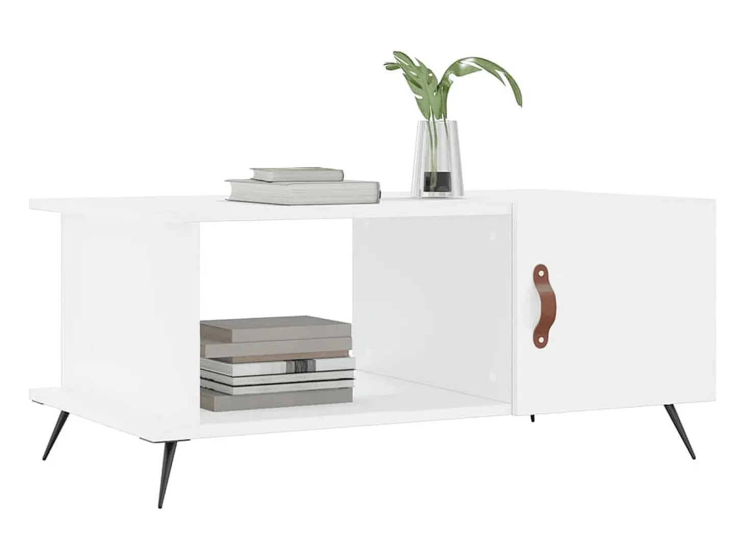 Mesa de centro madera contrachapada blanco 90x50x40 cm