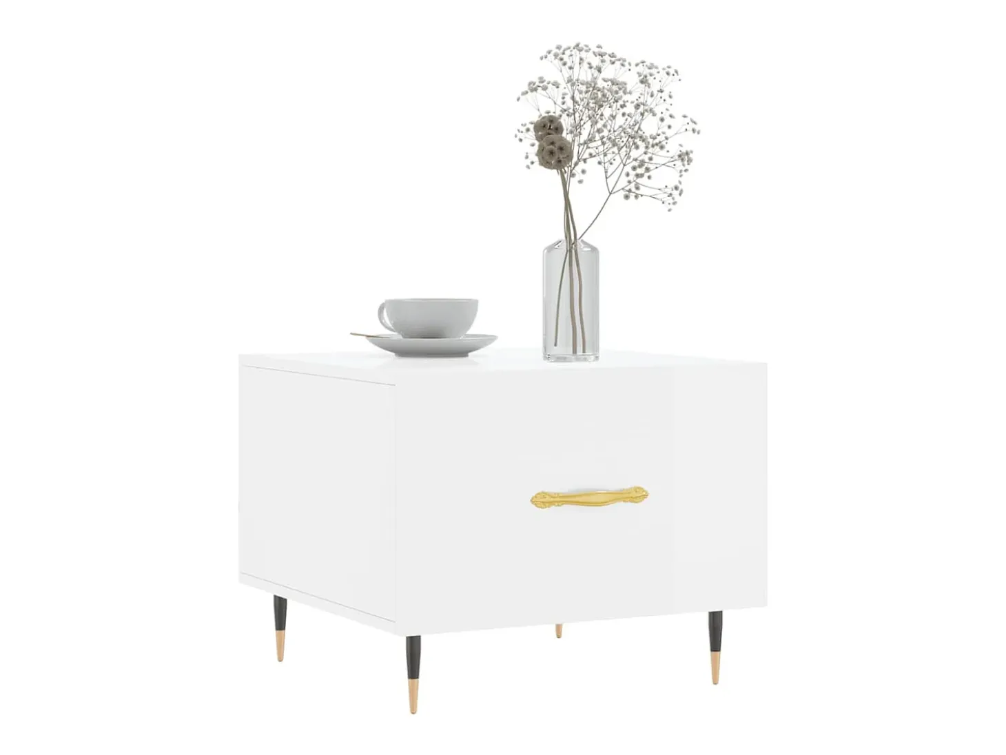 Mesa de centro madera de ingeniería brillo blanco 50x50x40 cm