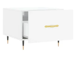 Mesa de centro madera de ingeniería brillo blanco 50x50x40 cm