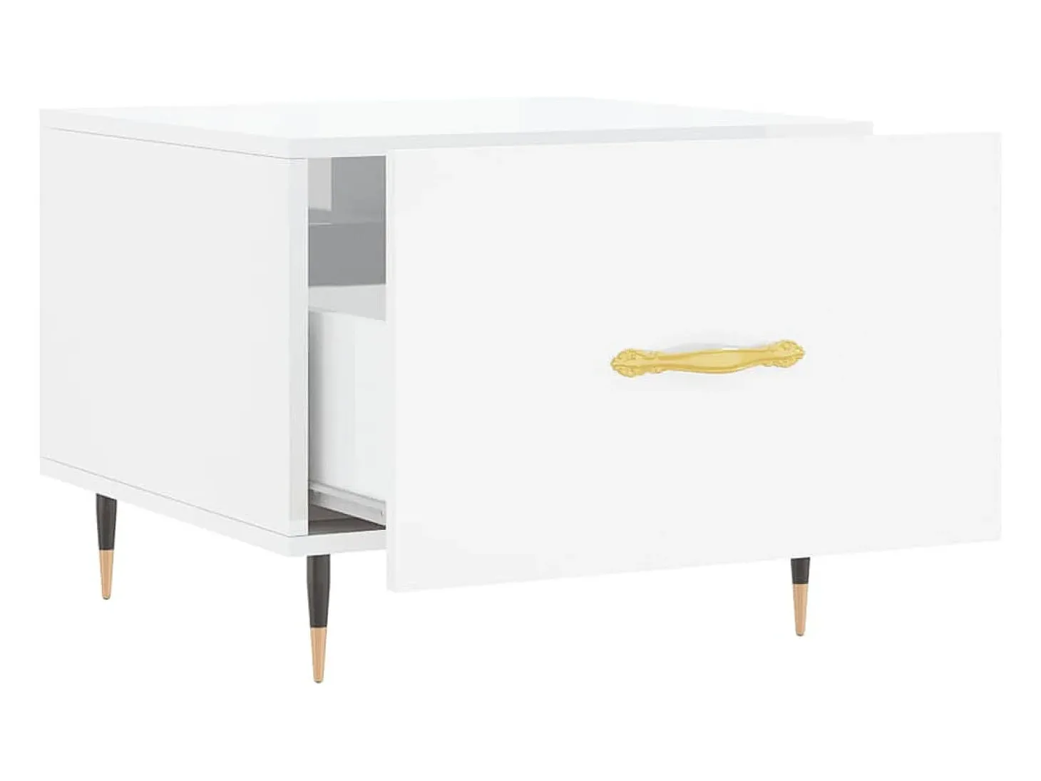 Mesa de centro madera de ingeniería brillo blanco 50x50x40 cm