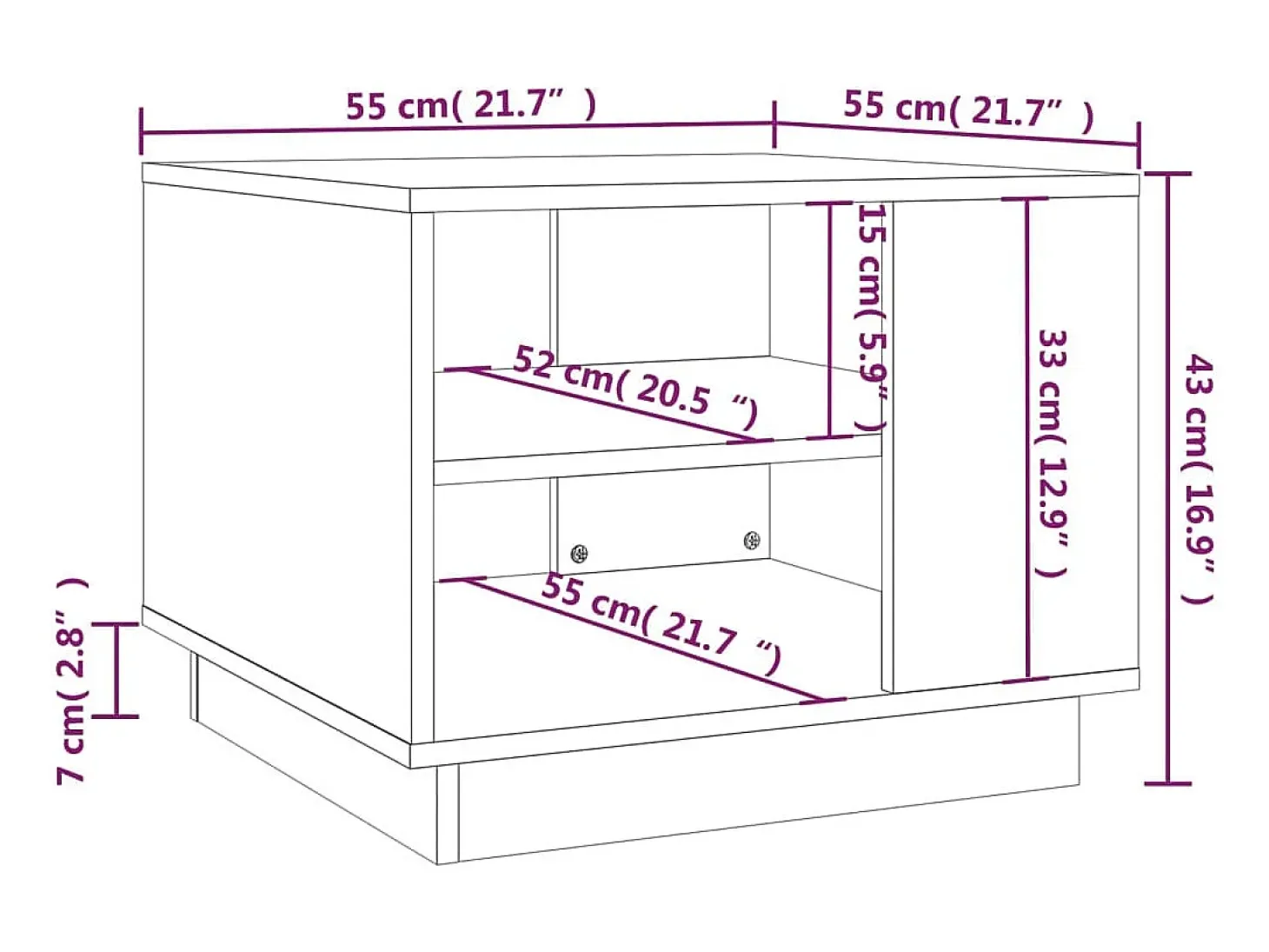 Mesa de centro madera de ingeniería roble ahumado 55x55x43 cm