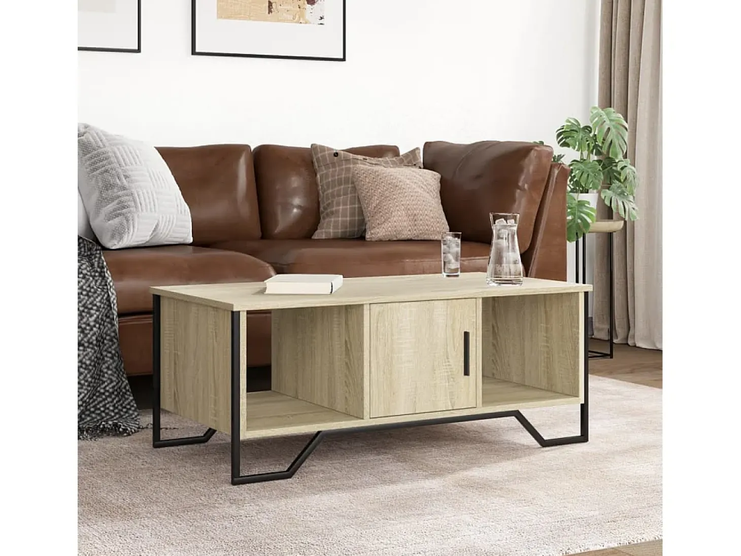 Mesa de centro madera de ingeniería roble Sonoma 100x51x40 cm