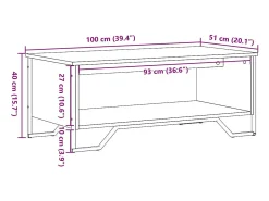 Mesa de centro madera de ingeniería roble Sonoma 100x51x40 cm