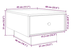 Mesa de centro madera de ingeniería blanco 60x45x31 cm