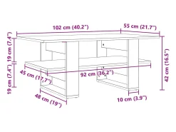 Mesa de centro madera de ingeniería gris hormigón 102x55x42 cm