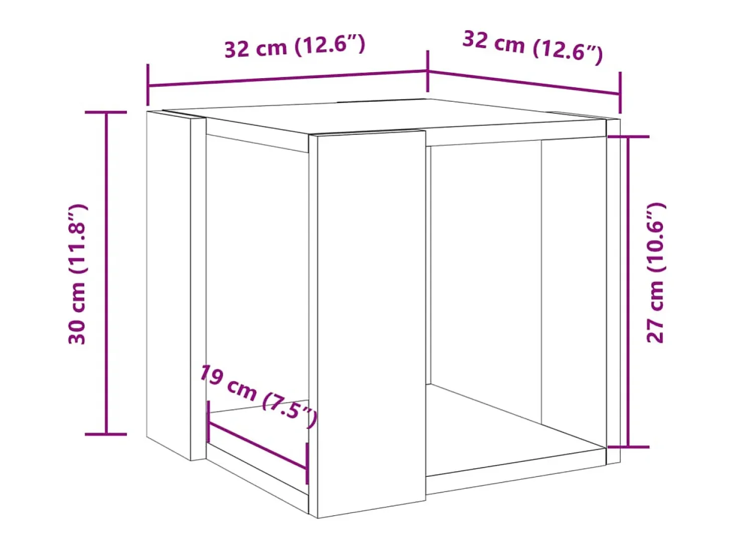 Mesa de centro madera de ingeniería gris Sonoma 32x32x30 cm