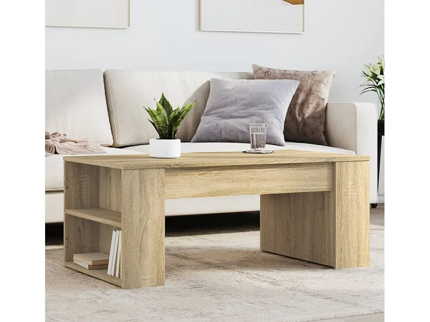 Mesa de centro madera de ingeniería roble Sonoma 102x55x42 cm