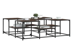 Mesa de centro madera de ingeniería roble marrón 121x121x40 cm