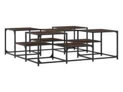 Mesa de centro madera de ingeniería roble marrón 121x121x40 cm