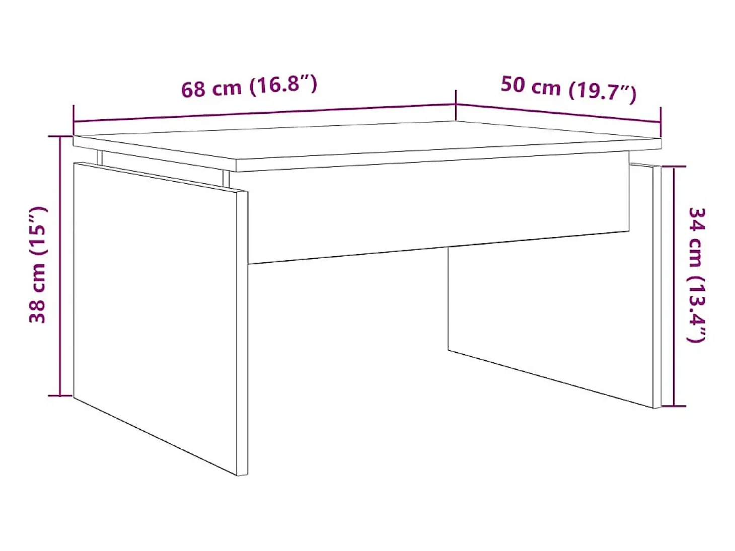 Mesa de centro madera de ingeniería roble artisan 68x50x38 cm