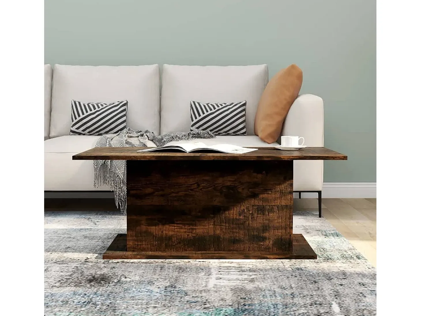 Mesa de centro madera de ingeniería roble ahumado 102x55,5x40cm