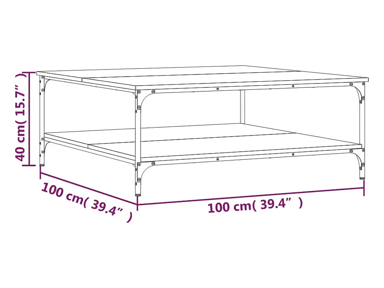 Mesa de centro madera de ingeniería roble Sonoma 100x100x40 cm