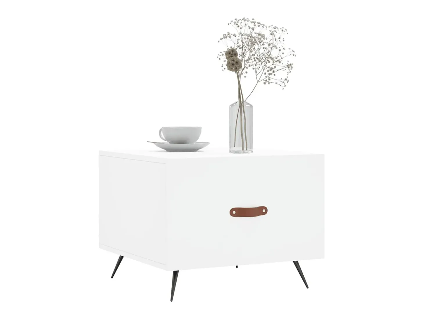 Mesa de centro madera de ingeniería blanca 50x50x40 cm