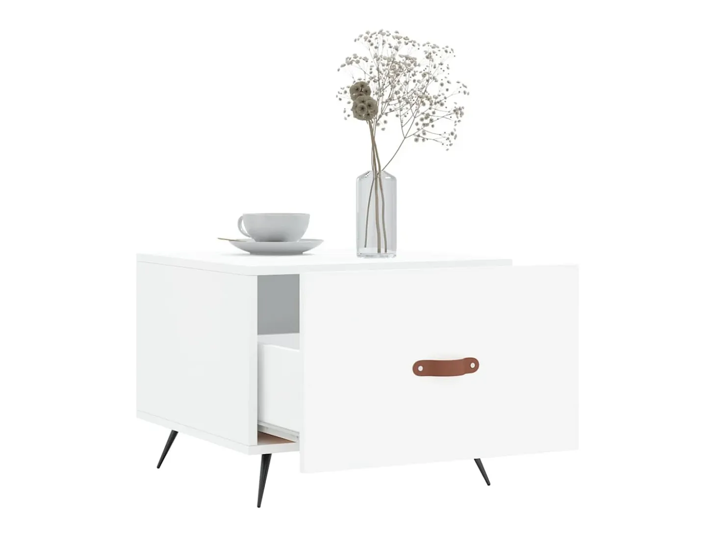 Mesa de centro madera de ingeniería blanca 50x50x40 cm