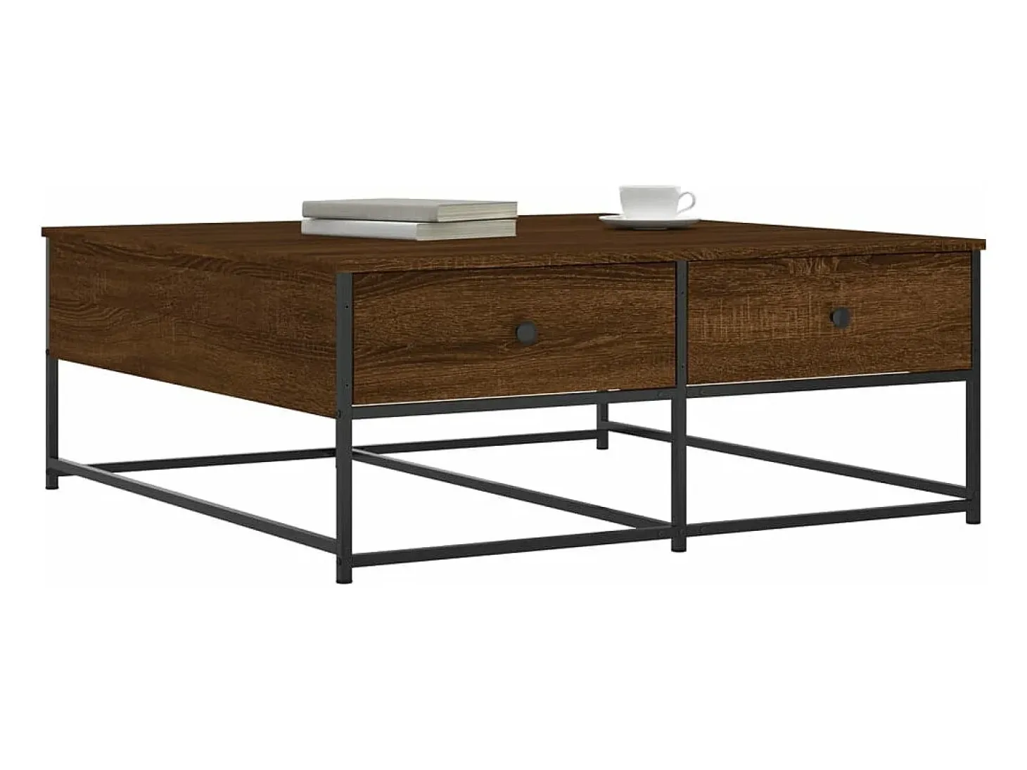 Mesa de centro madera de ingeniería roble marrón 100x99x40 cm