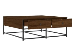 Mesa de centro madera de ingeniería roble marrón 100x99x40 cm