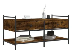 Mesa de centro madera de ingeniería roble ahumado 99x50x50 cm
