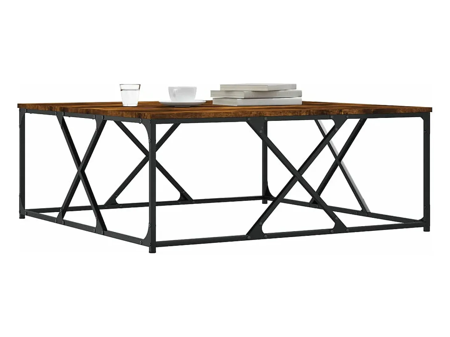 Mesa de centro madera de ingeniería roble ahumado 100x100x40 cm