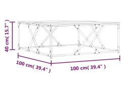 Mesa de centro madera de ingeniería roble ahumado 100x100x40 cm
