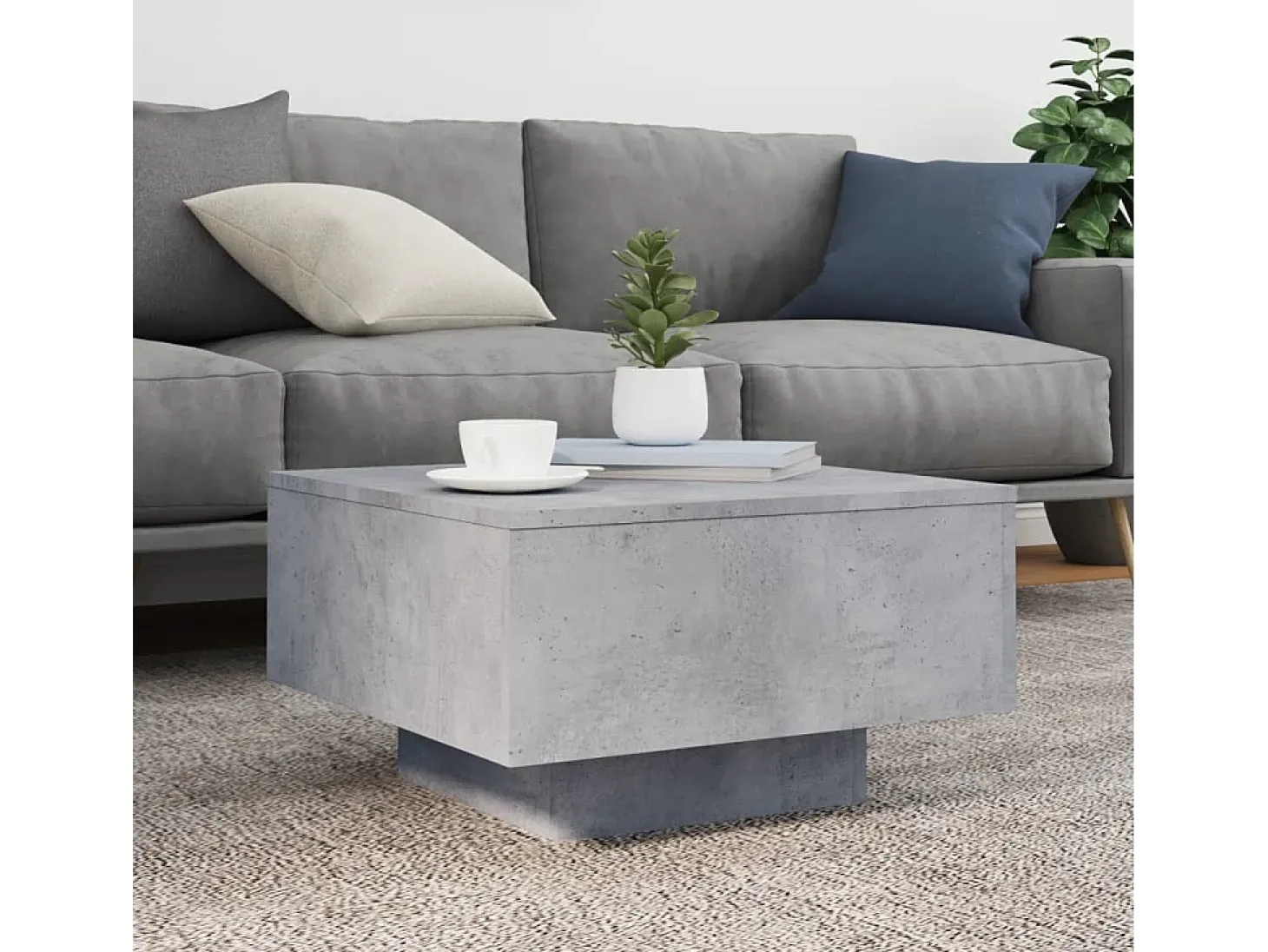 Mesa de centro madera de ingeniería gris hormigón 55x55x31 cm