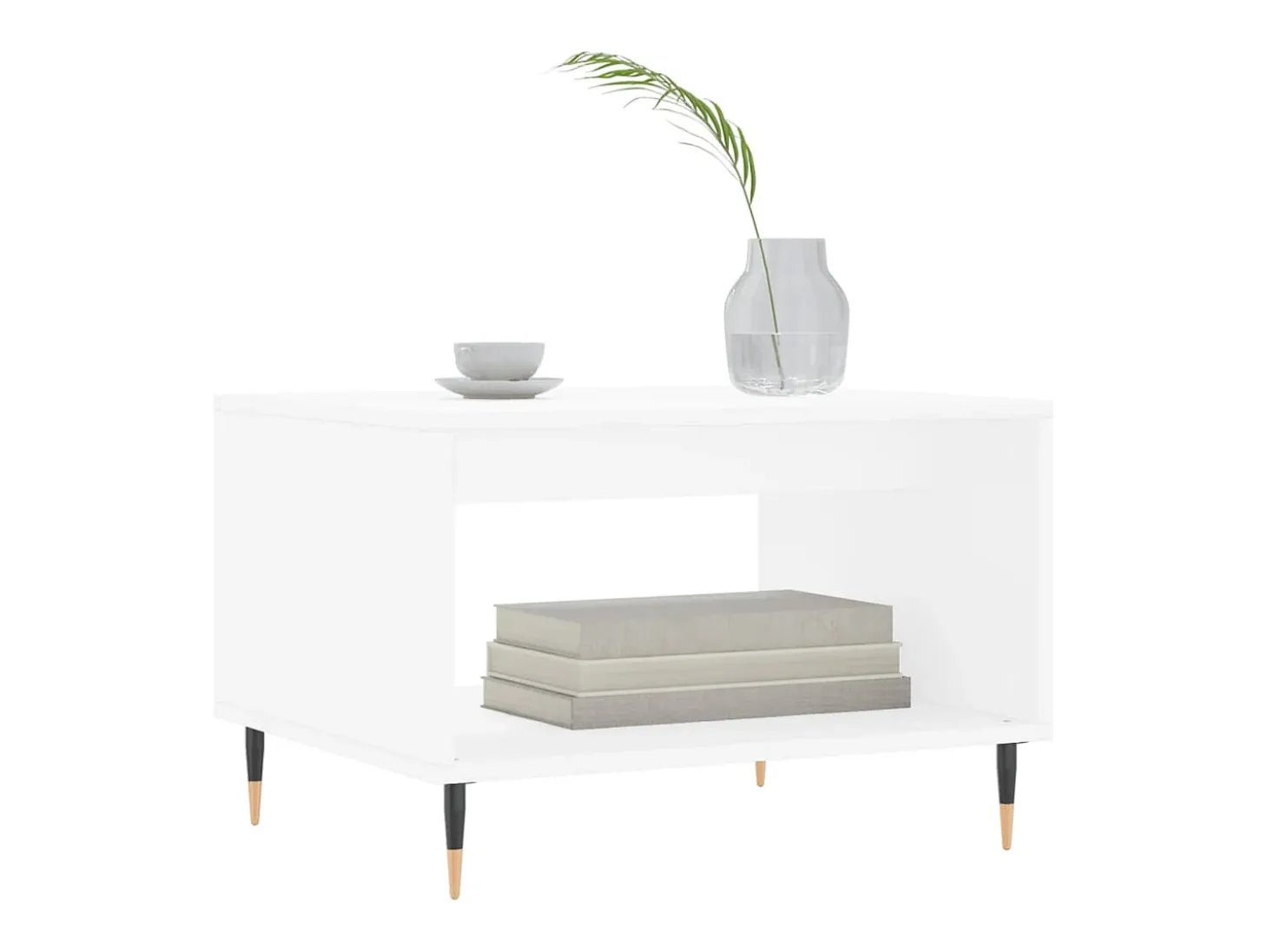 Mesa de centro madera de ingeniería blanca 60x50x40 cm