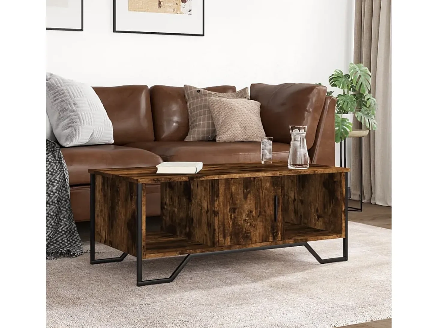 Mesa de centro madera de ingeniería roble ahumado 100x51x40 cm