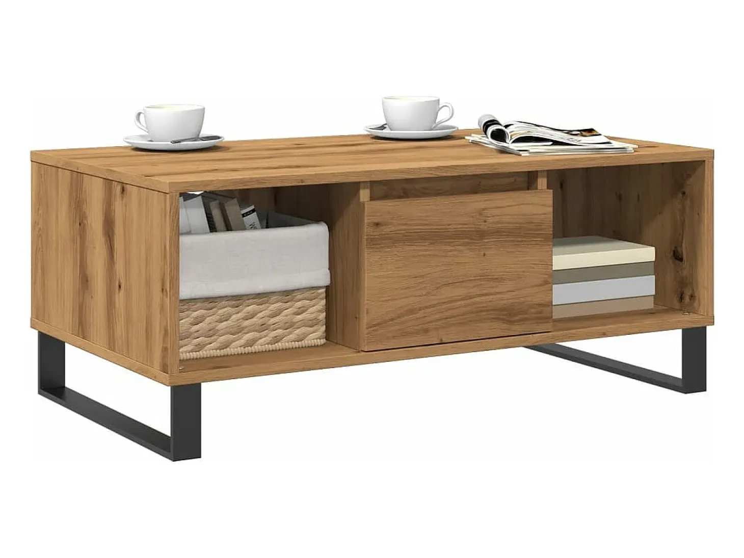Mesa de centro madera de ingeniería roble artisan 90x50x36,5 cm