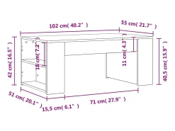 Mesa de centro madera de ingeniería negra 102x55x42 cm