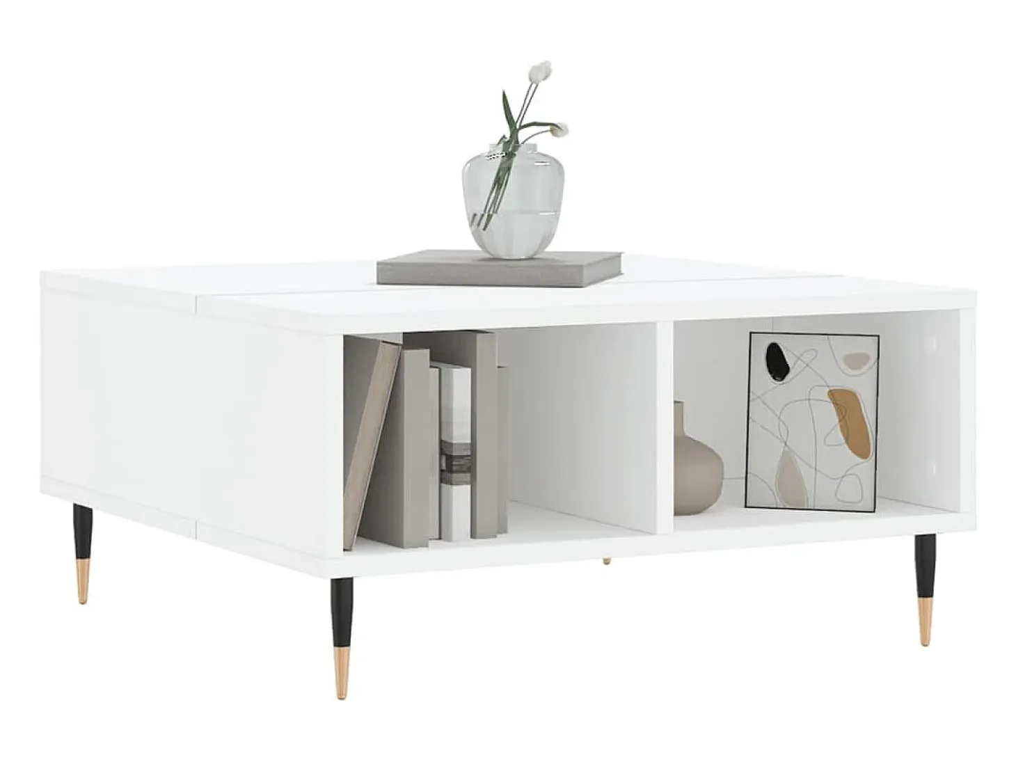 Mesa de centro madera de ingeniería blanco 60x60x30 cm