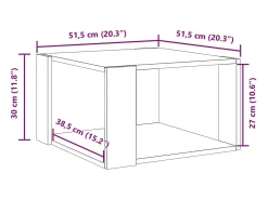 Mesa de centro madera de ingeniería blanca 51,5x51,5x30 cm