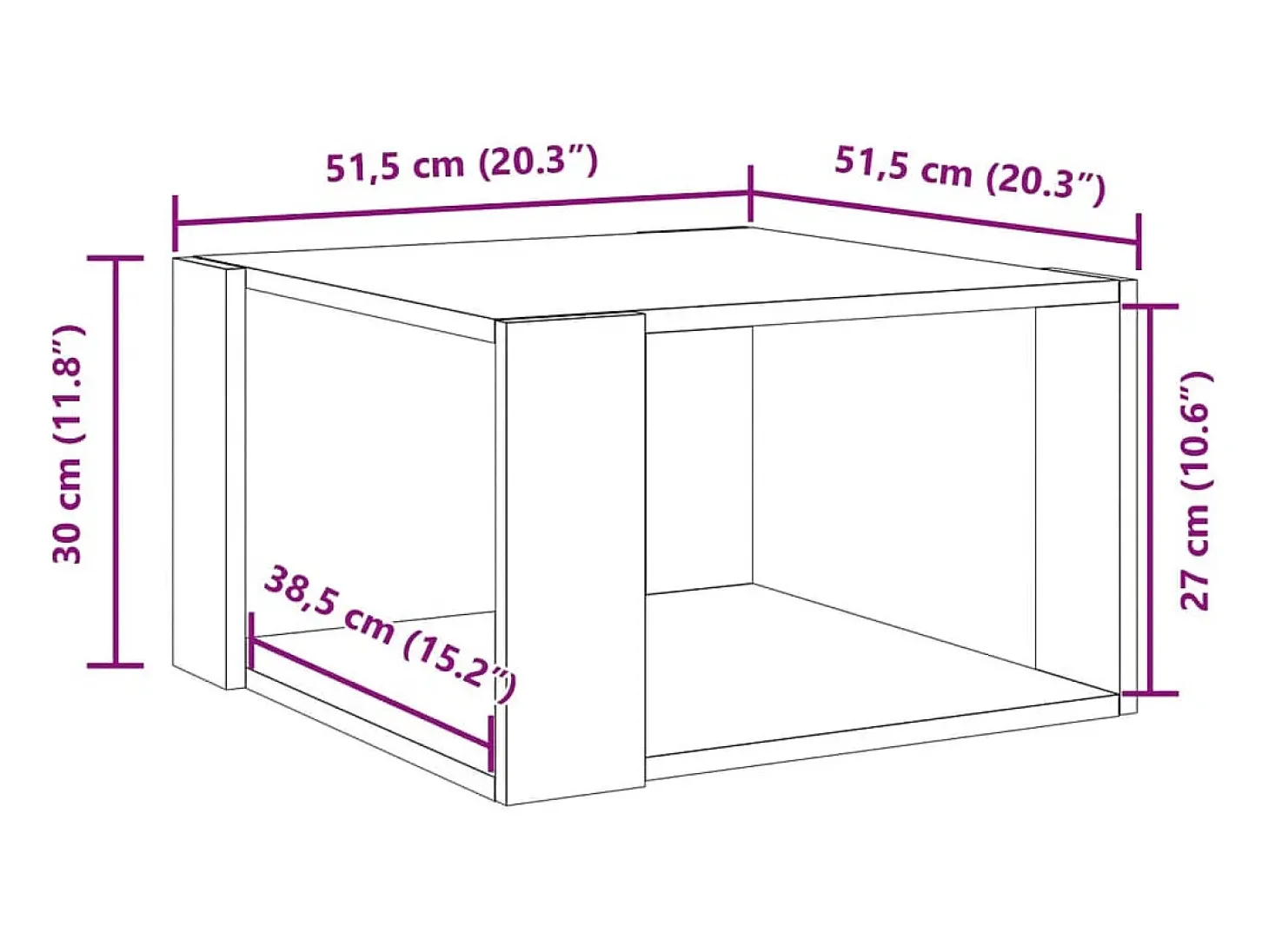 Mesa de centro madera de ingeniería blanca 51,5x51,5x30 cm