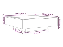 Mesa de centro madera de ingeniería negro 100x100x31 cm