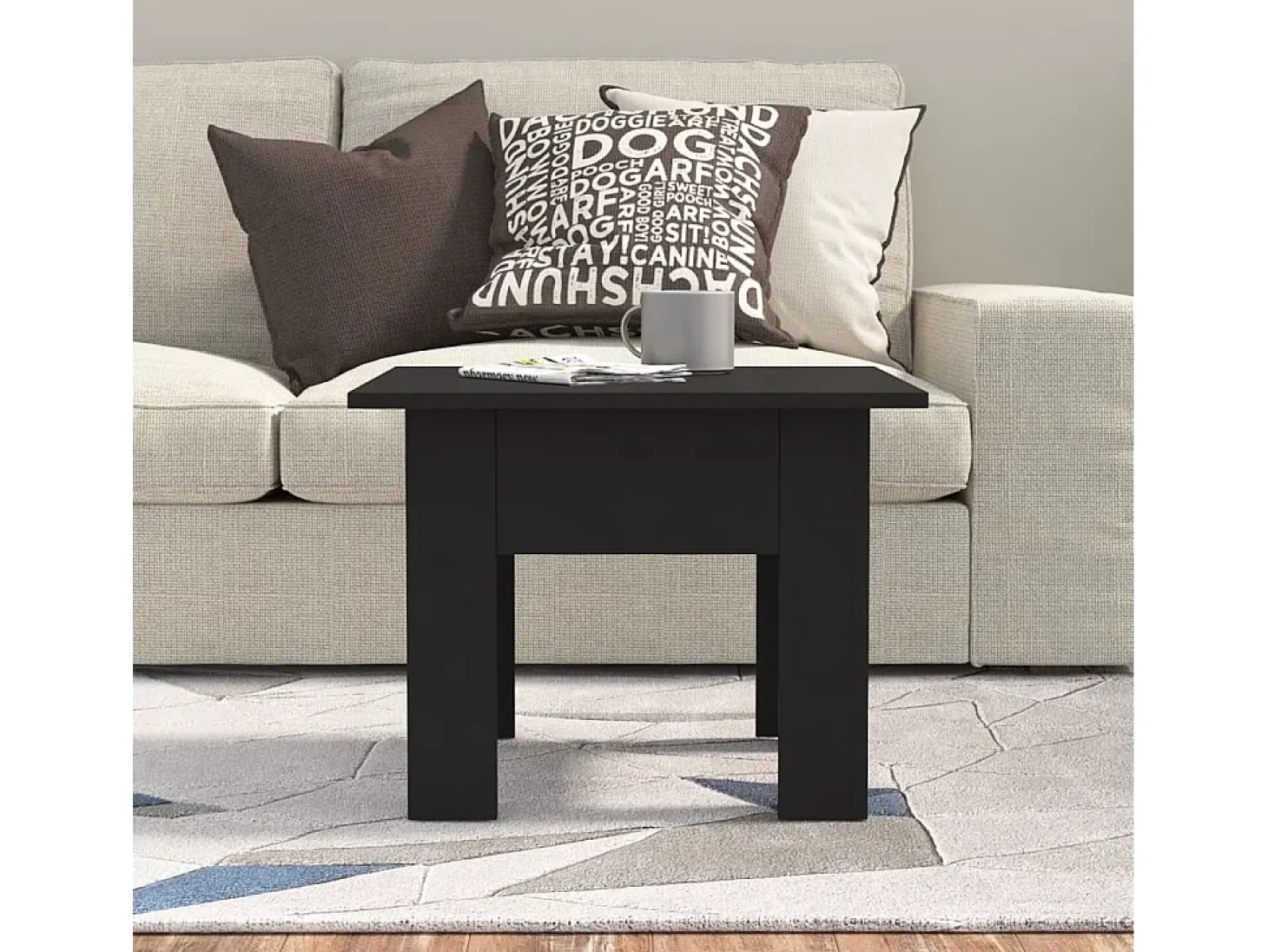 Mesa de centro madera de ingeniería negra 55x55x42 cm ES63373