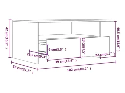 Mesa de centro madera de ingeniería roble ahumado 102x55x42 cm