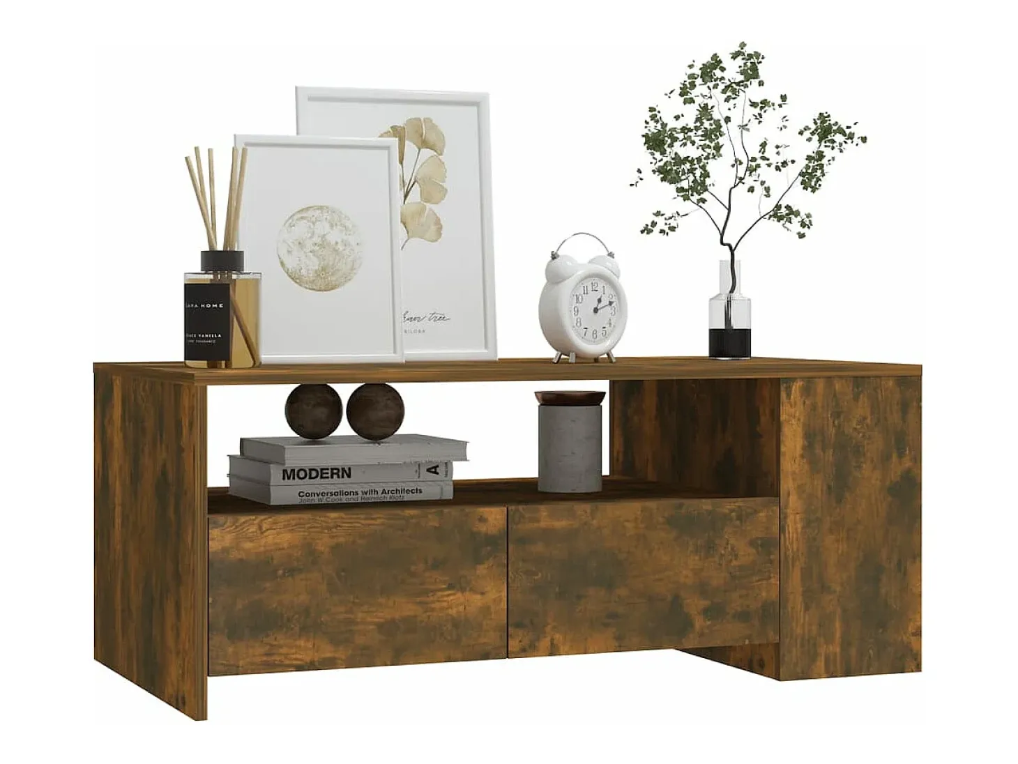 Mesa de centro madera de ingeniería roble ahumado 102x55x42 cm