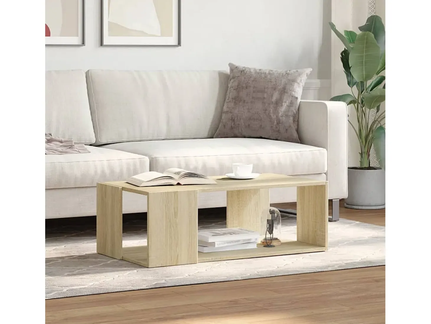 Mesa de centro madera de ingeniería roble Sonoma 89,5x48x30 cm