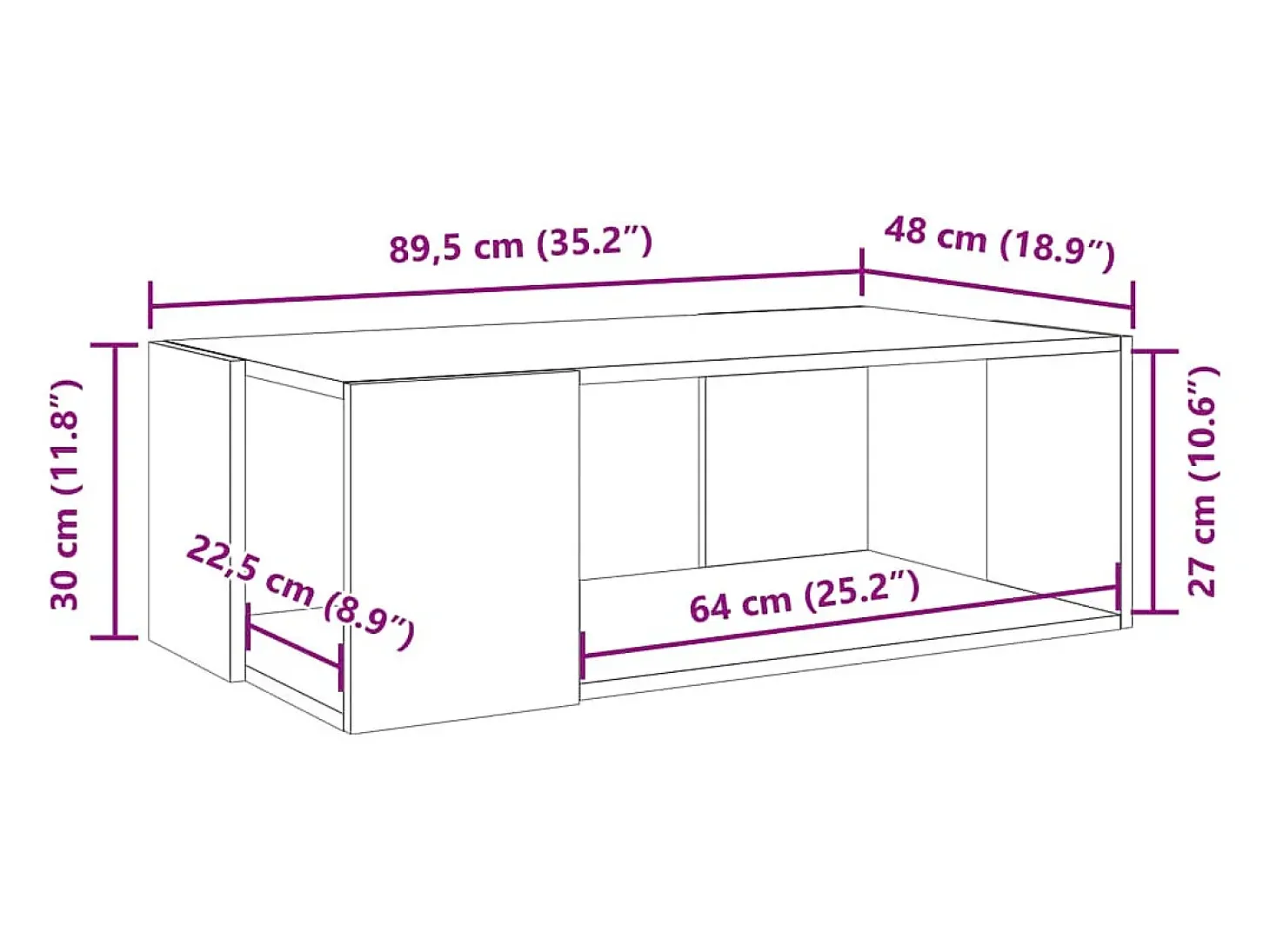 Mesa de centro madera de ingeniería roble Sonoma 89,5x48x30 cm