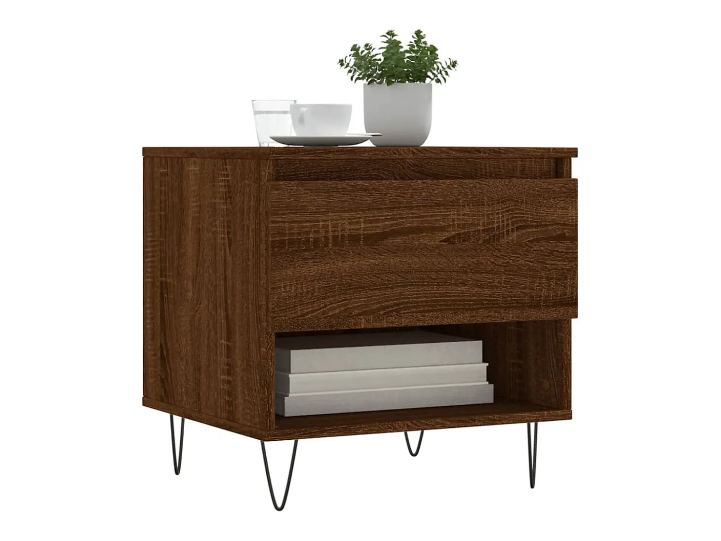 Mesa de centro madera de ingeniería roble marrón 50x46x50 cm