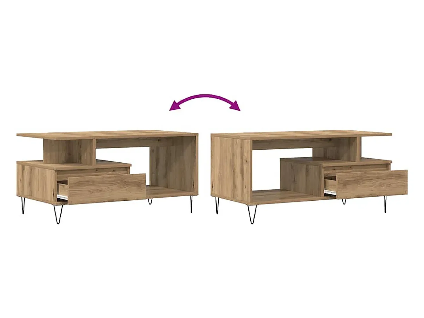 Mesa de centro madera de ingeniería roble artisan 90x49x45 cm
