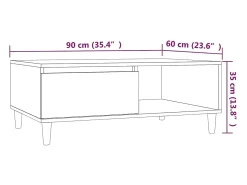 Mesa de centro madera de ingeniería roble marrón 90x60x35 cm