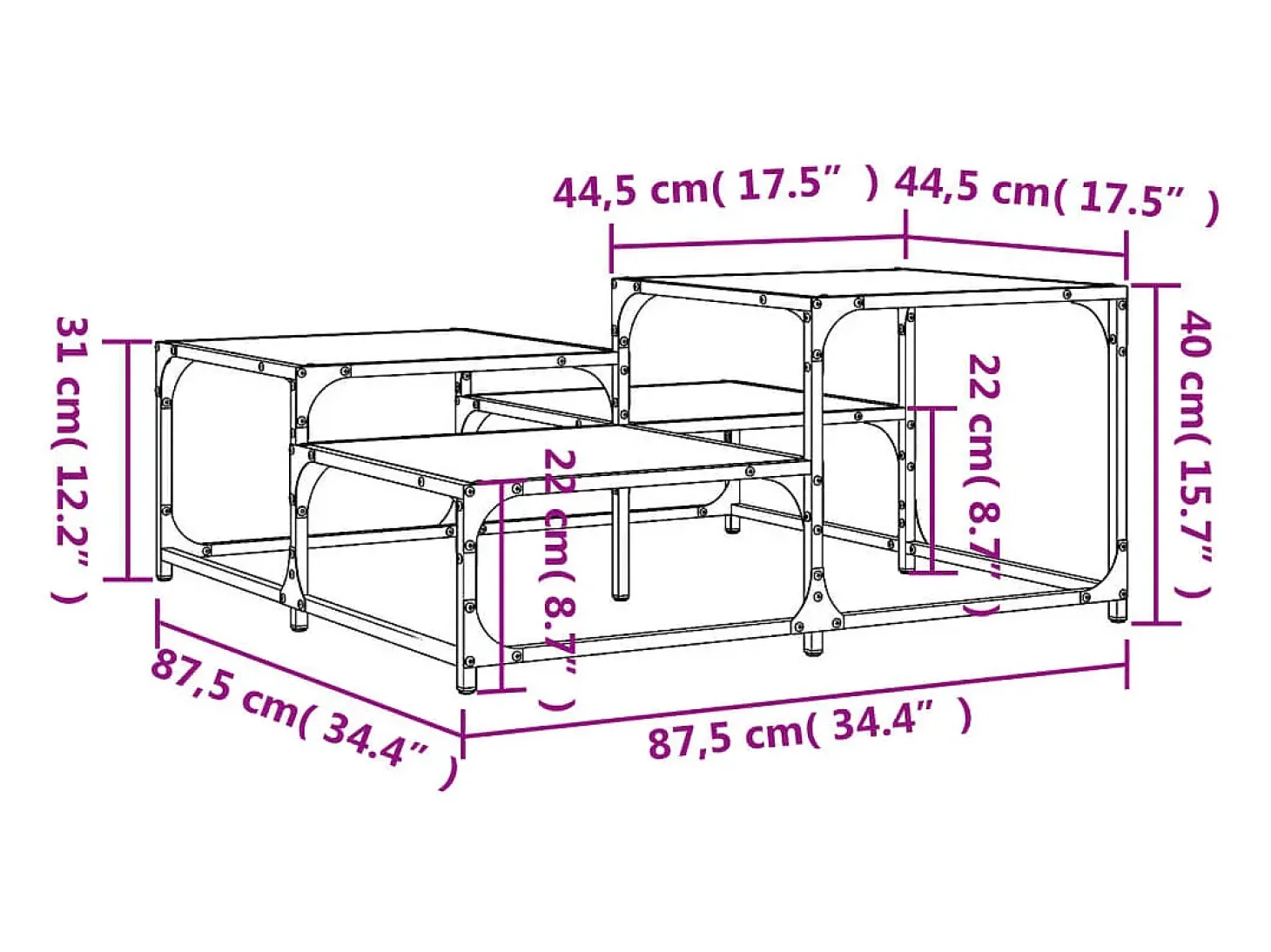 Mesa de centro madera de ingeniería negra 87,5x87,5x40 cm