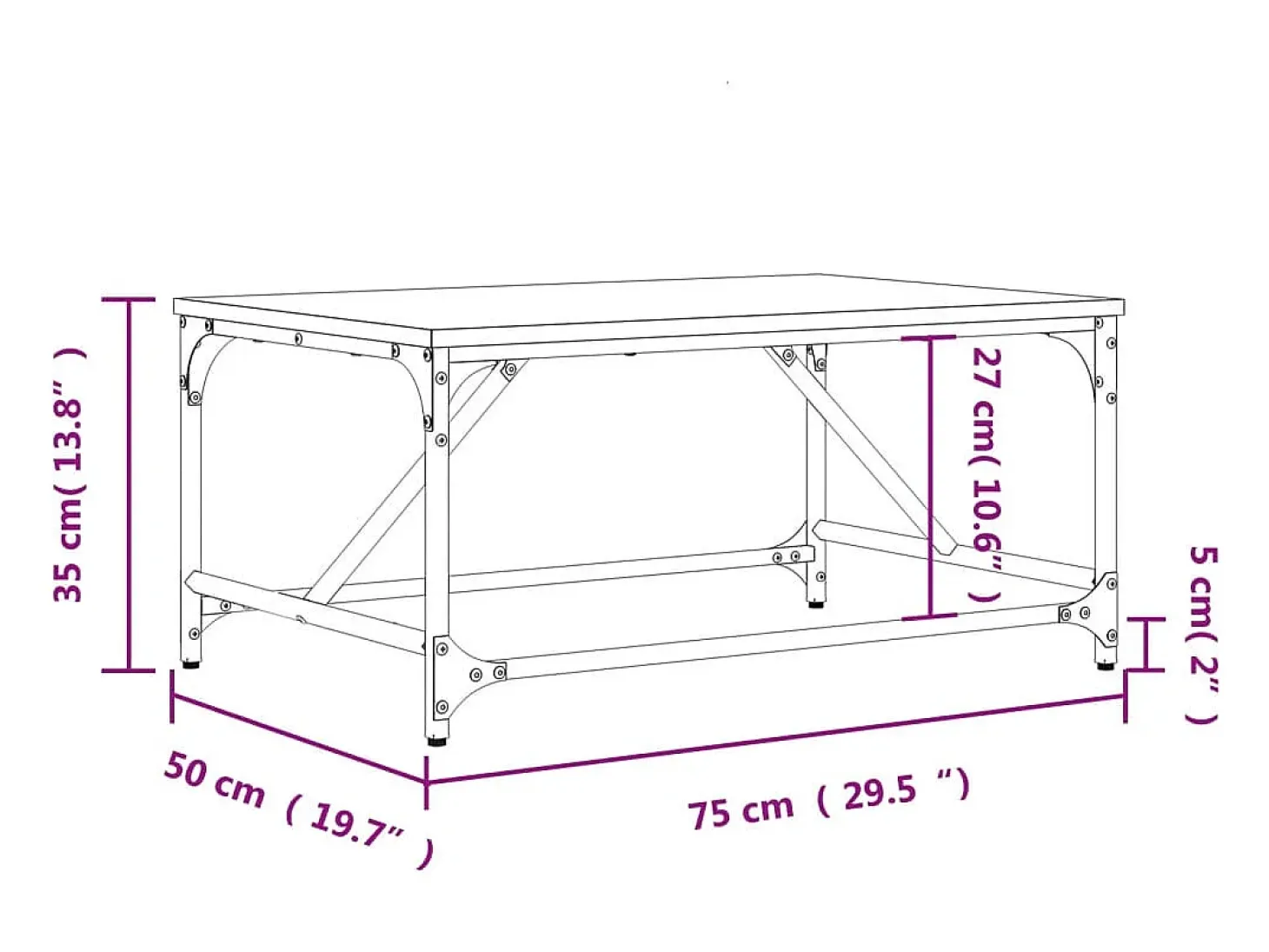 Mesa de centro madera de ingeniería roble Sonoma 75x50x35 cm