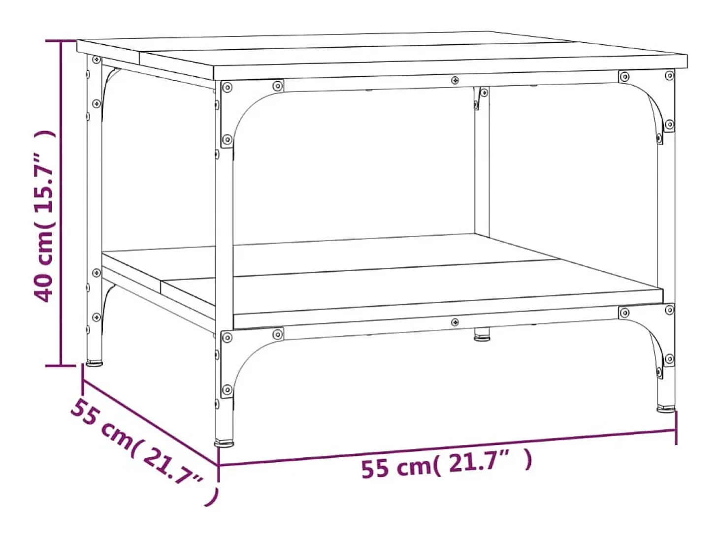 Mesa de centro madera de ingeniería negro 55x55x40 cm