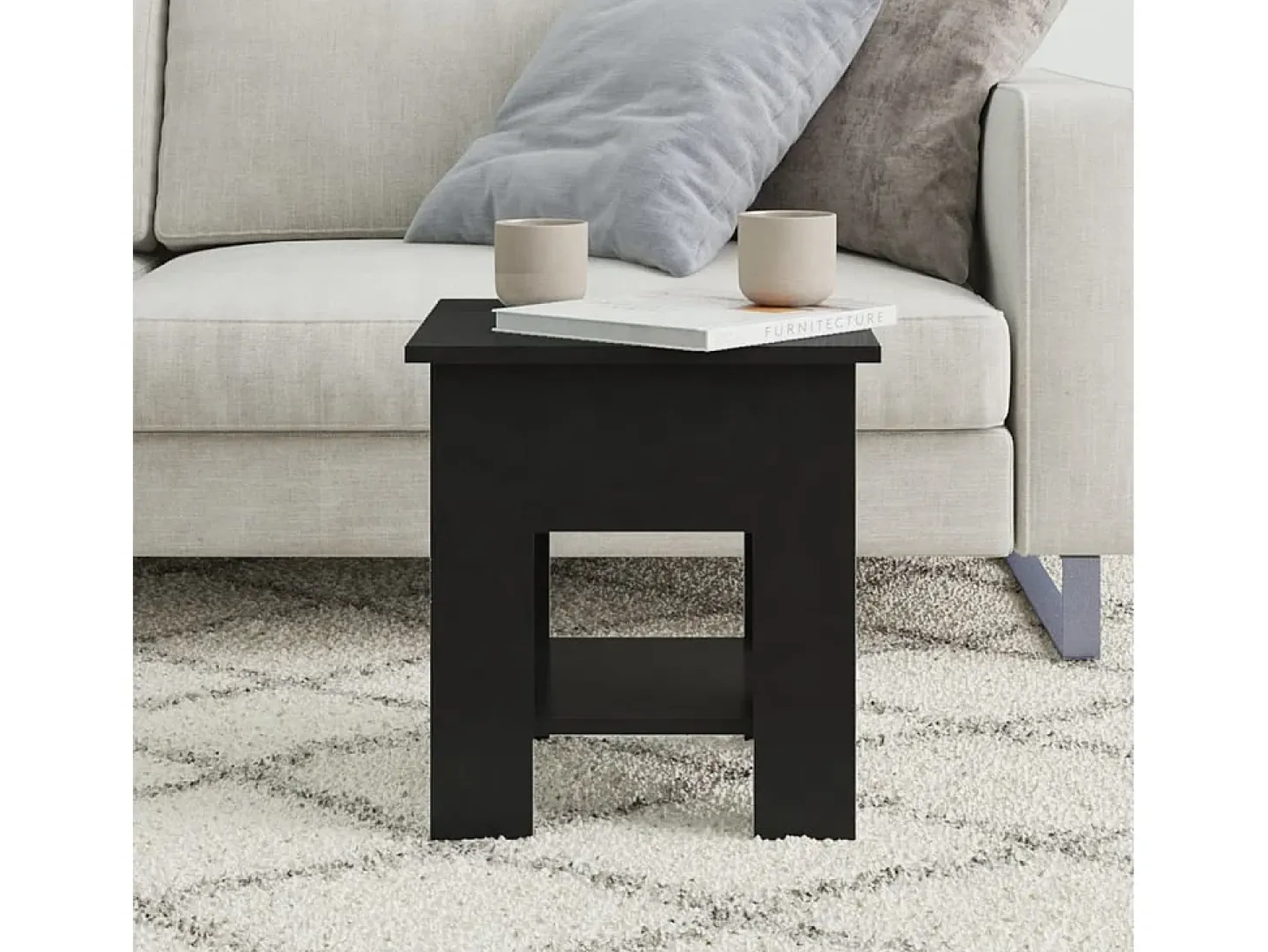 Mesa de centro madera de ingeniería negra 40x40x42 cm