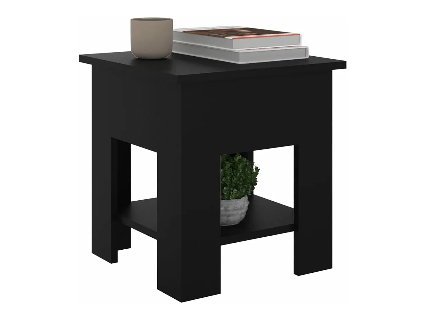 Mesa de centro madera de ingeniería negra 40x40x42 cm