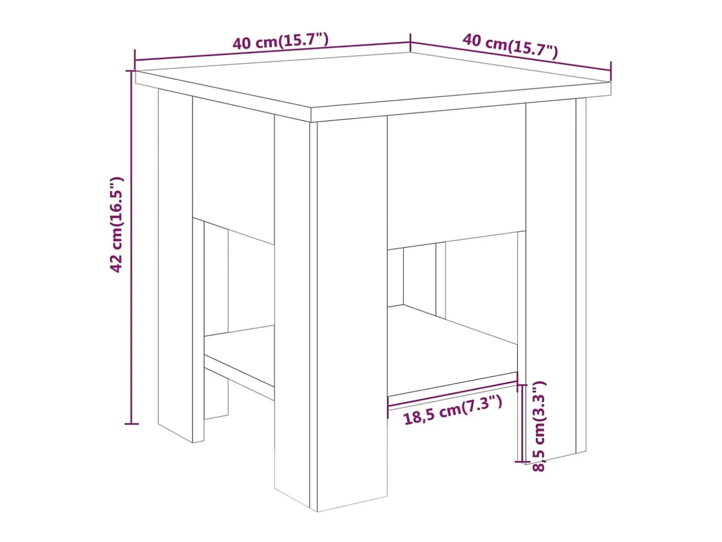 Mesa de centro madera de ingeniería negra 40x40x42 cm