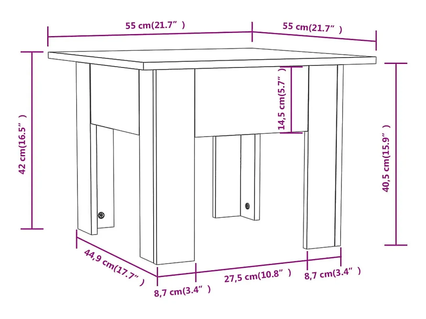 Mesa de centro madera de ingeniería roble Sonoma 55x55x42 cm