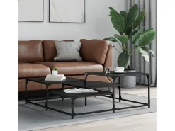 Mesa de centro madera de ingeniería negro 107x107x40 cm