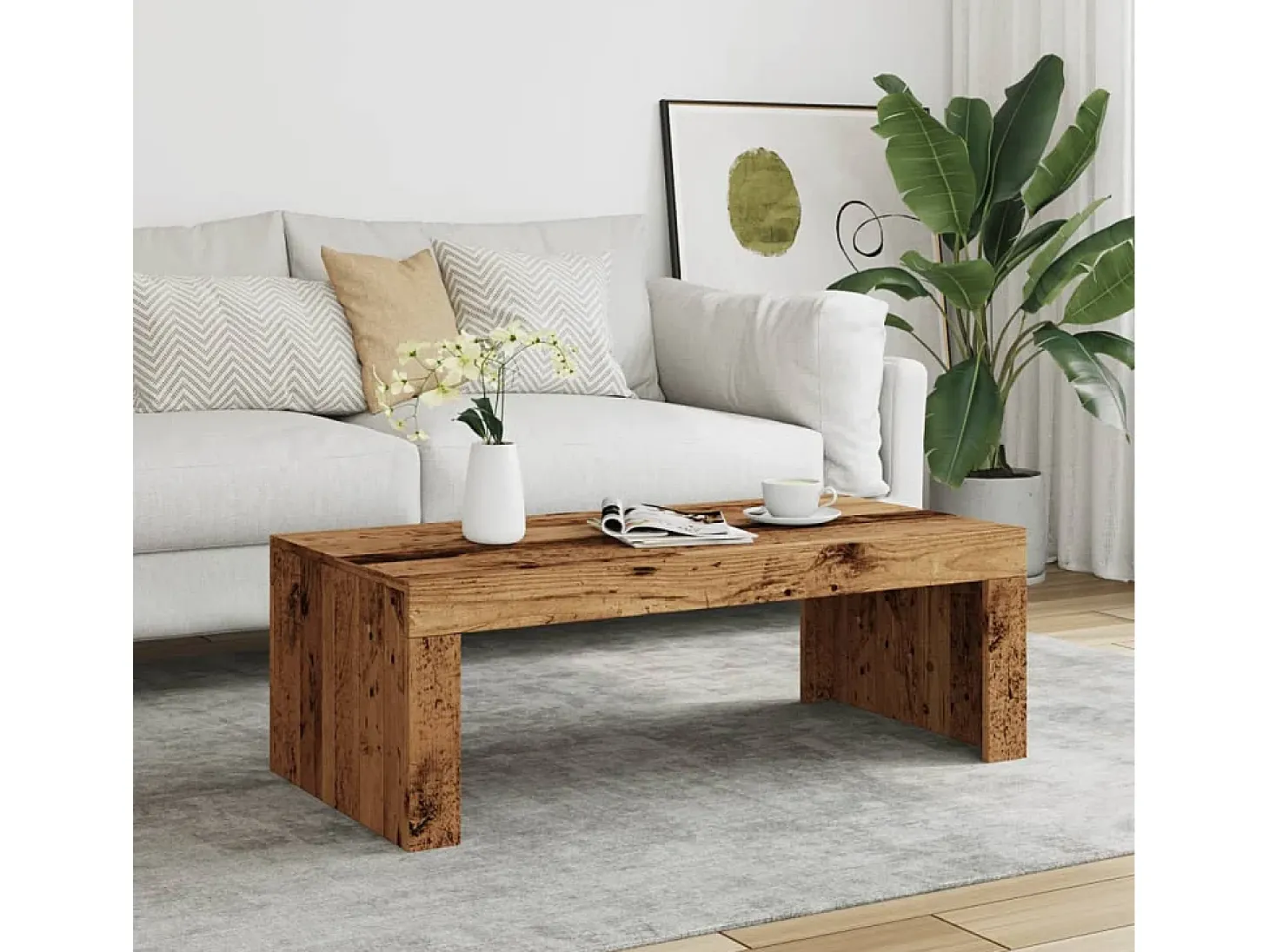 Mesa de centro madera de ingeniería envejecida 102x50x35 cm