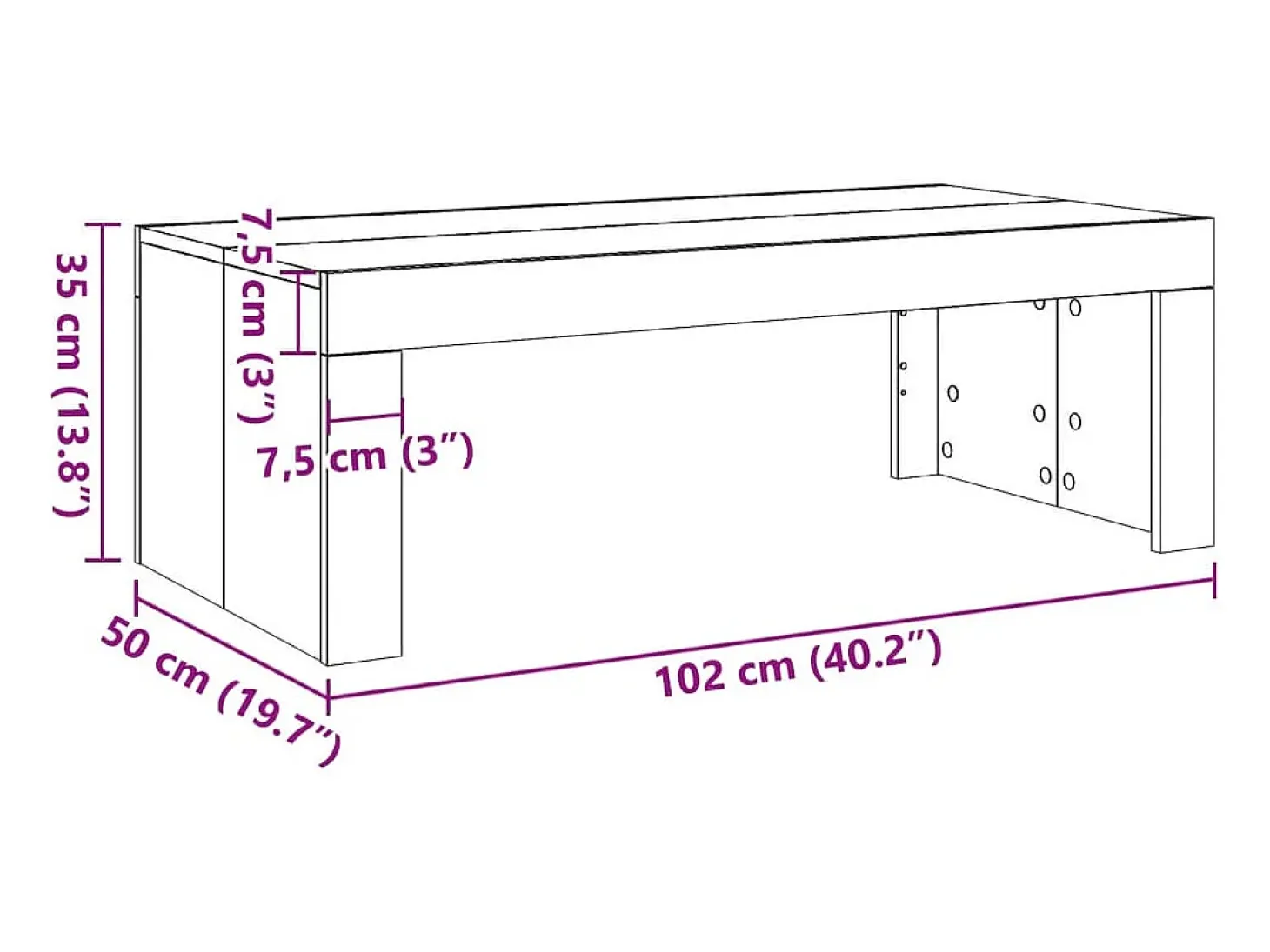 Mesa de centro madera de ingeniería envejecida 102x50x35 cm
